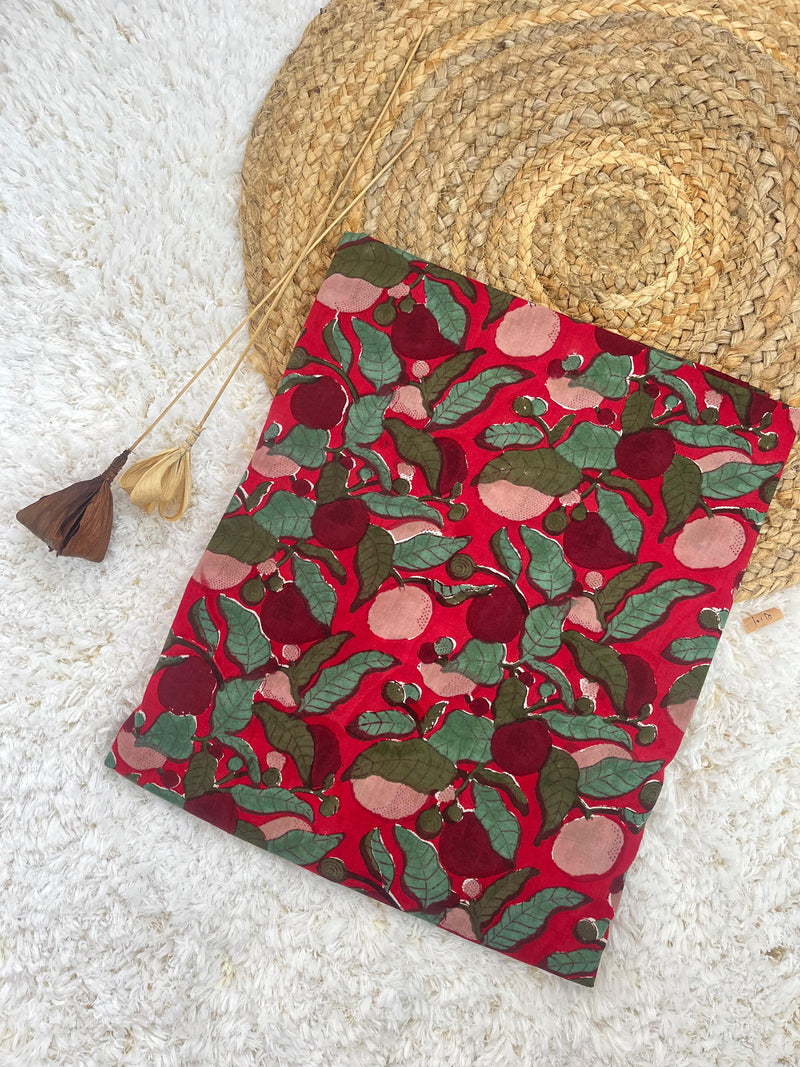 Misty red jaal handblock printed cotton fabric(WIDTH 42 INCHES)