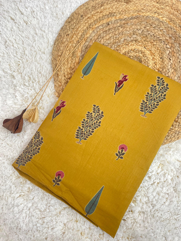 Poppy mustard buta cotton fabric(WIDTH 42 INCHES)