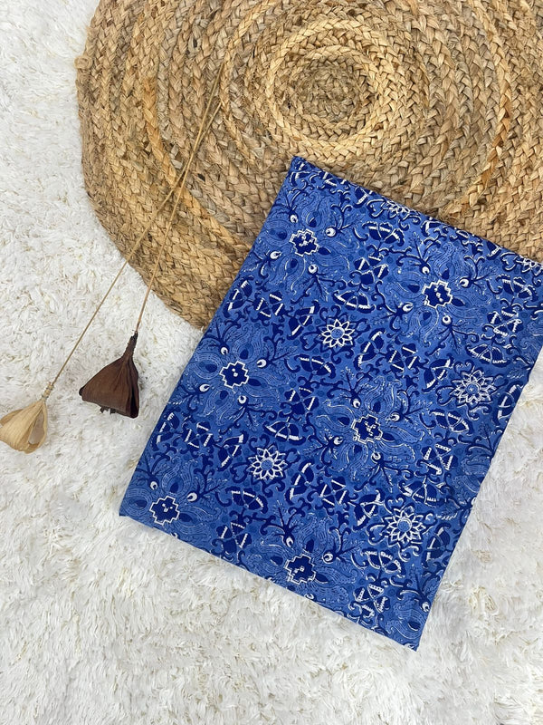 Neelagiri blue jaal handblock printed cotton fabric(WIDTH 42 INCHES)