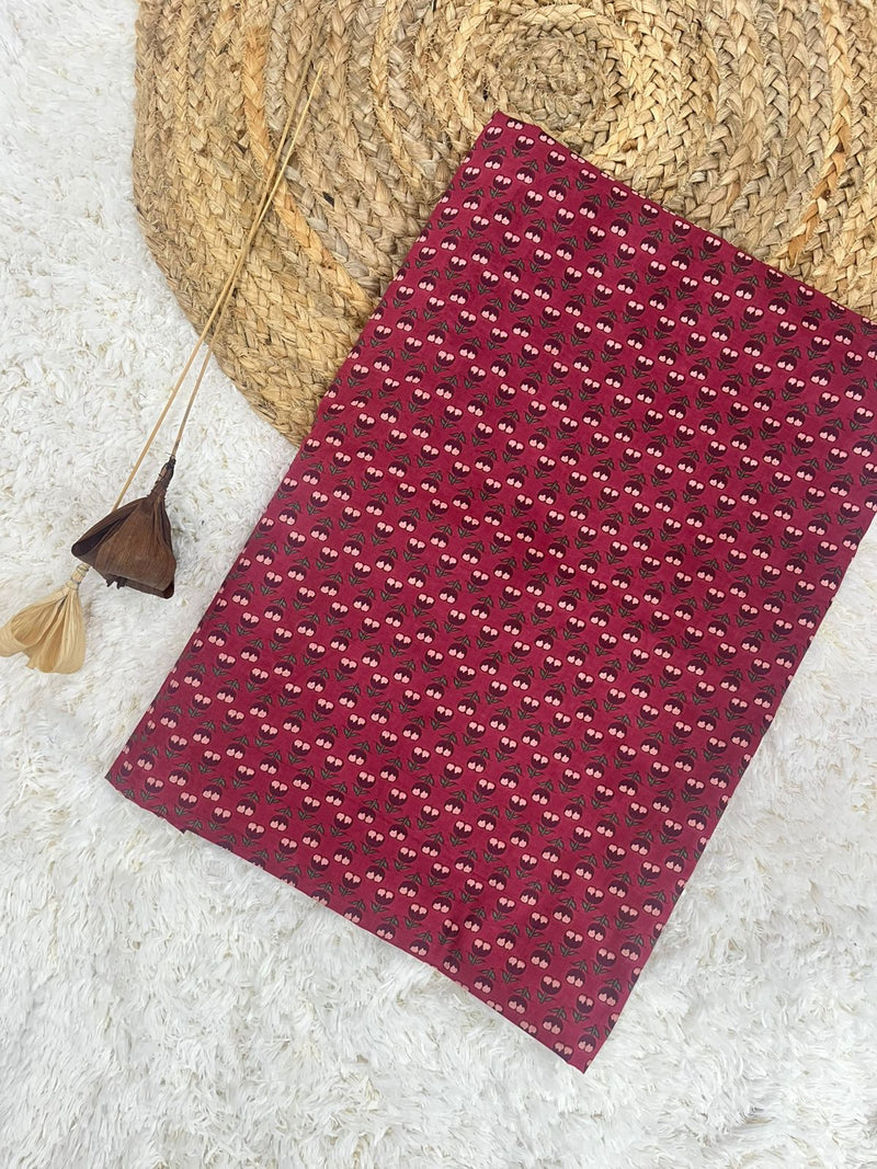 Morris red buti printed cotton fabric (WIDTH 42 INCHES)