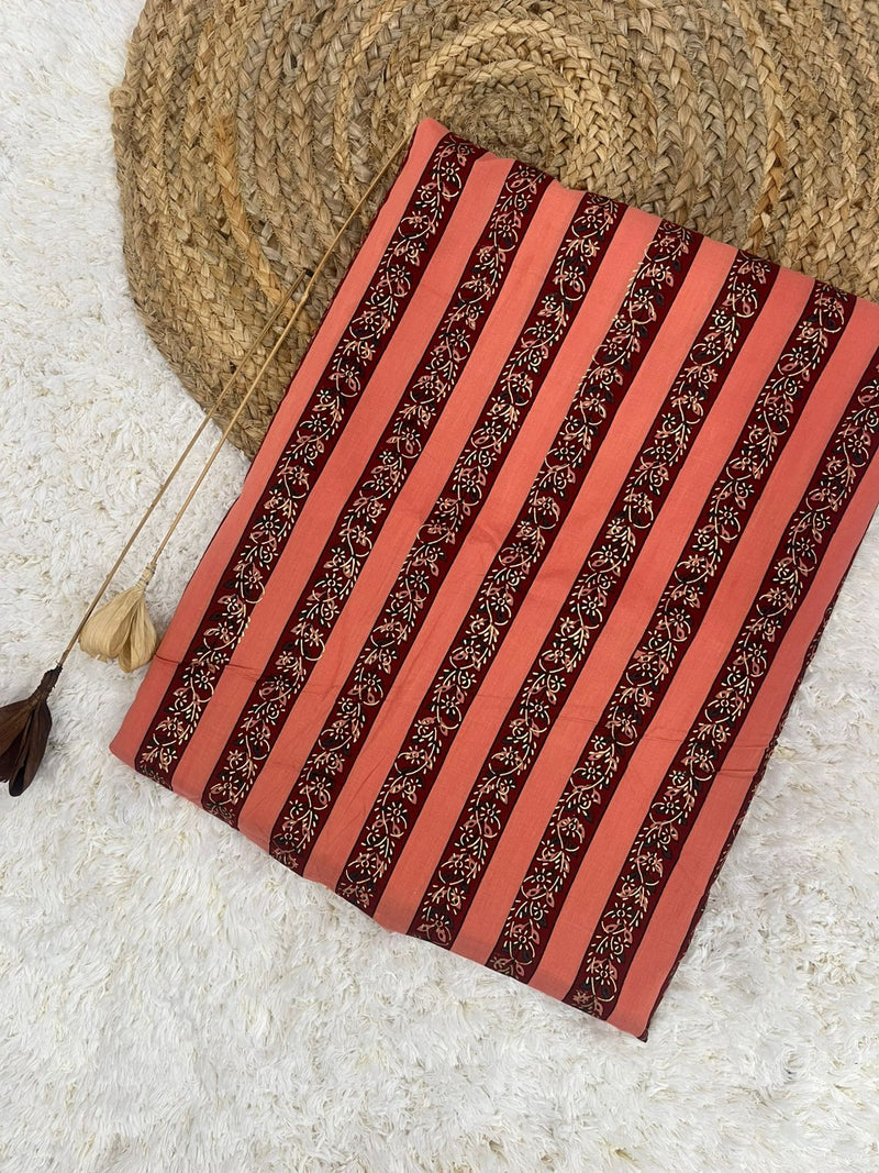 Goldy red border printed cotton fabric(WIDTH 42 INCHES)
