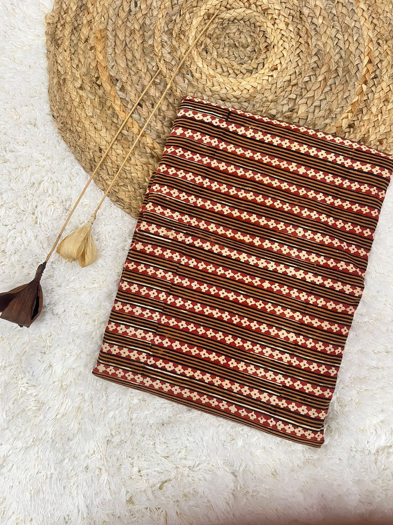 Dora red border handblock printed cotton fabric(WIDTH 42 INCHES)