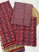 Isha Pure Handblock Unstitched Suit Set with Chanderi Silk Dupatta