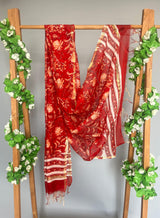 Ruhaani red handblock printed chanderi dupatta