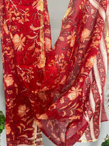 Ruhaani red handblock printed chanderi dupatta