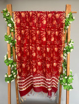 Ruhaani red handblock printed chanderi dupatta
