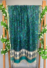 Meghna green handblock printed chanderi dupatta