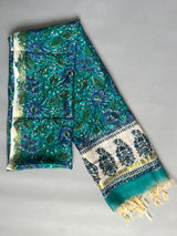 Meghna green handblock printed chanderi dupatta