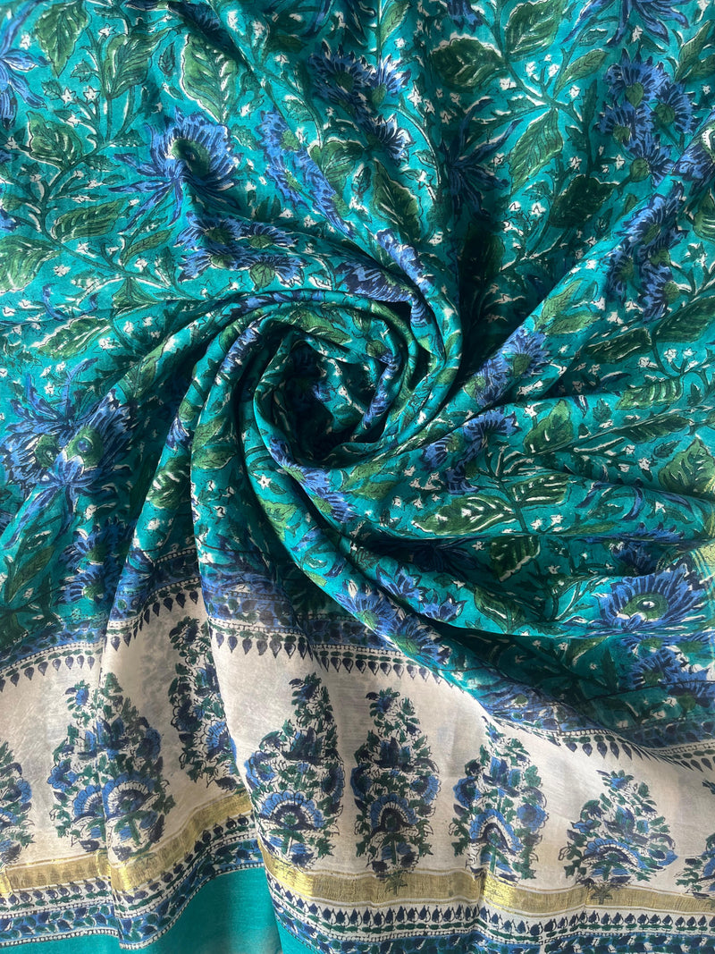 Meghna green handblock printed chanderi dupatta