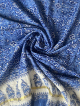 Rose blue handblock printed chanderi dupatta