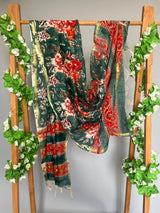 Vrinda green handblock printed chanderi dupatta