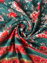 Vrinda green handblock printed chanderi dupatta