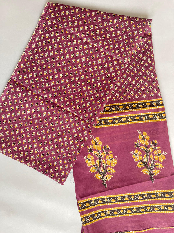 Roshni purple handblock printed cotton dupatta