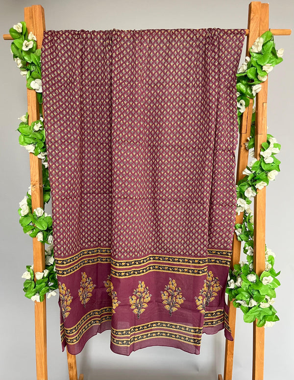 Roshni purple handblock printed cotton dupatta