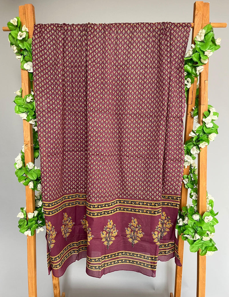 Roshni purple handblock printed cotton dupatta