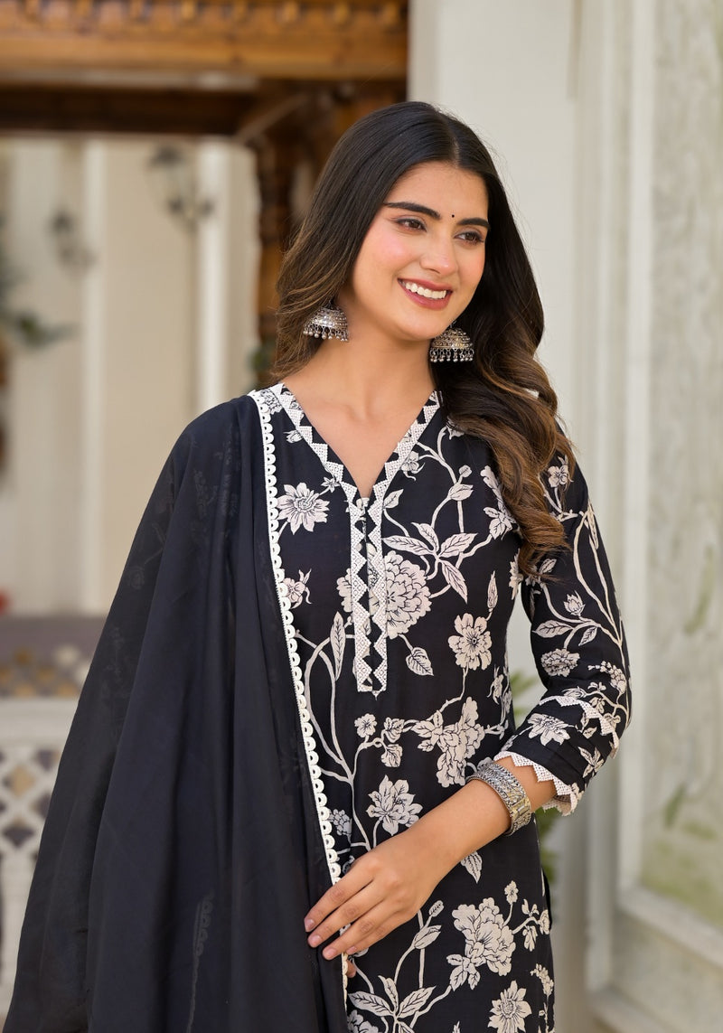 Noor Straight Fit suit set with Cotton Dupatta