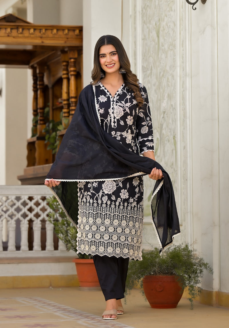 Noor Straight Fit suit set with Cotton Dupatta