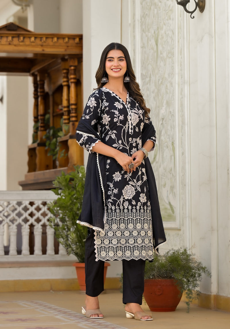 Noor Straight Fit suit set with Cotton Dupatta