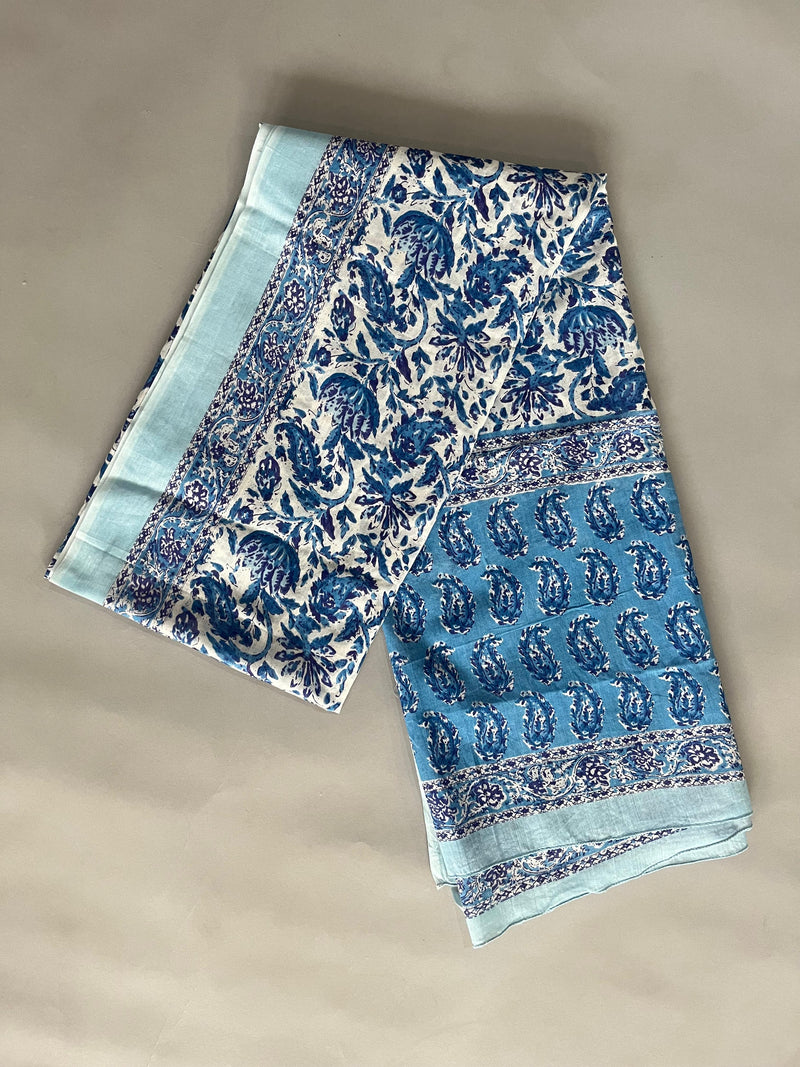 Jharna blue printed cotton dupatta