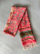 Samira peach handblock printed chanderi dupatta