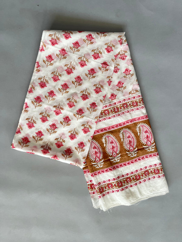 Saawan white printed cotton dupatta