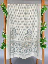Roshini white printed cotton dupatta