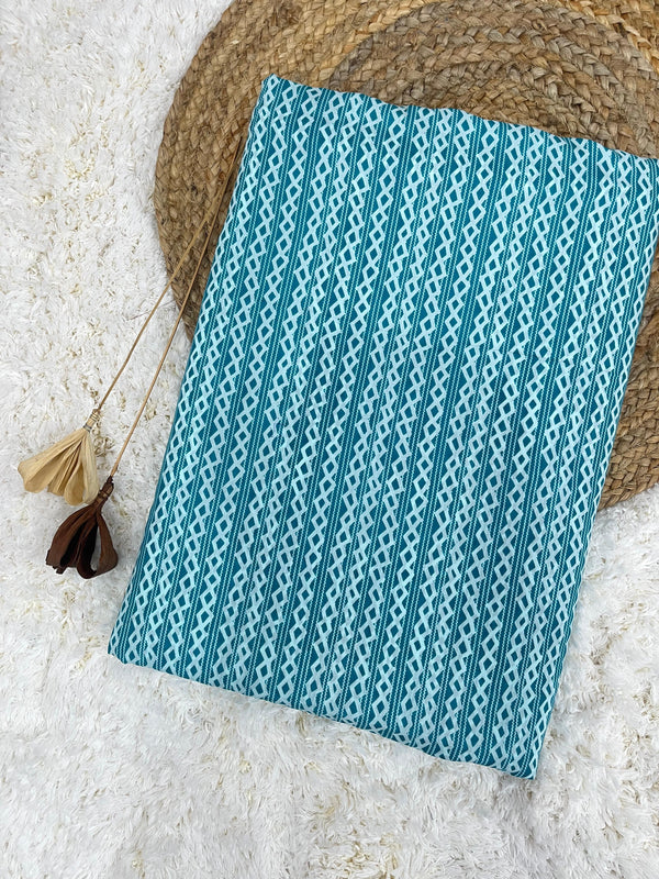 Phoolkari blue printed cotton fabric (WIDTH 42 INCHES)