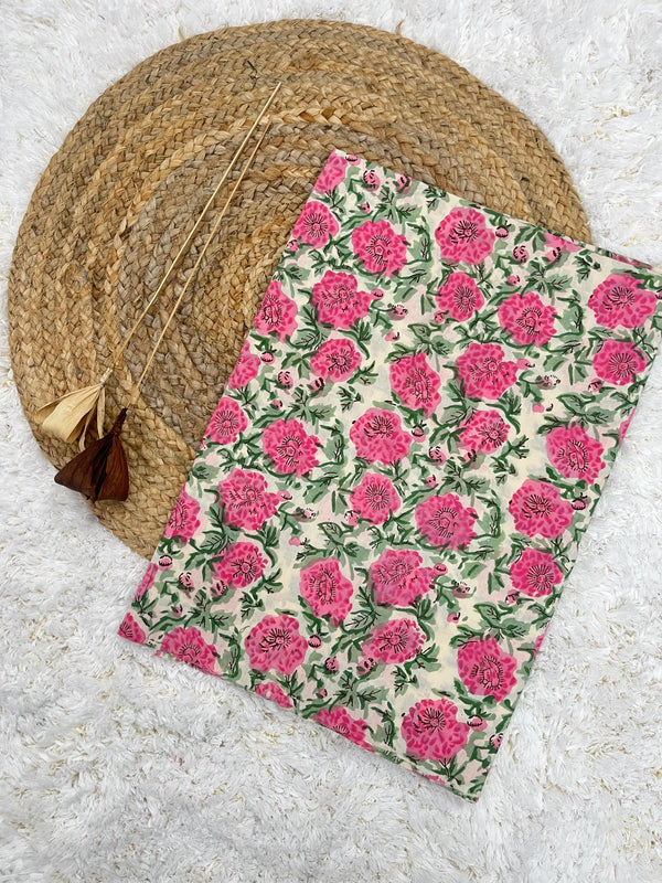 Rupal pink printed cotton fabric(WIDTH 42 INCHES)