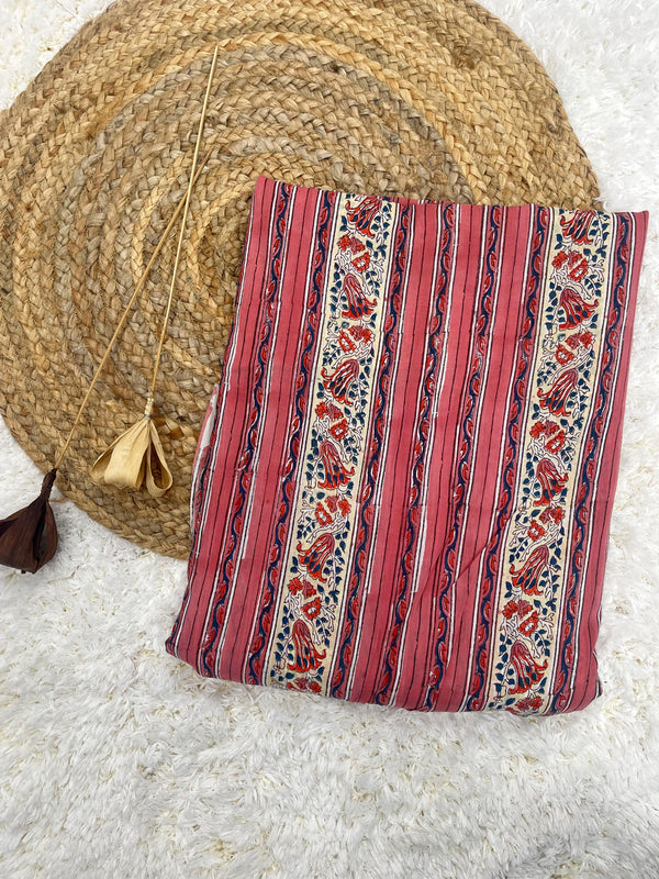 Rohini red hand block printed cotton border fabric(WIDTH 42 INCHES)