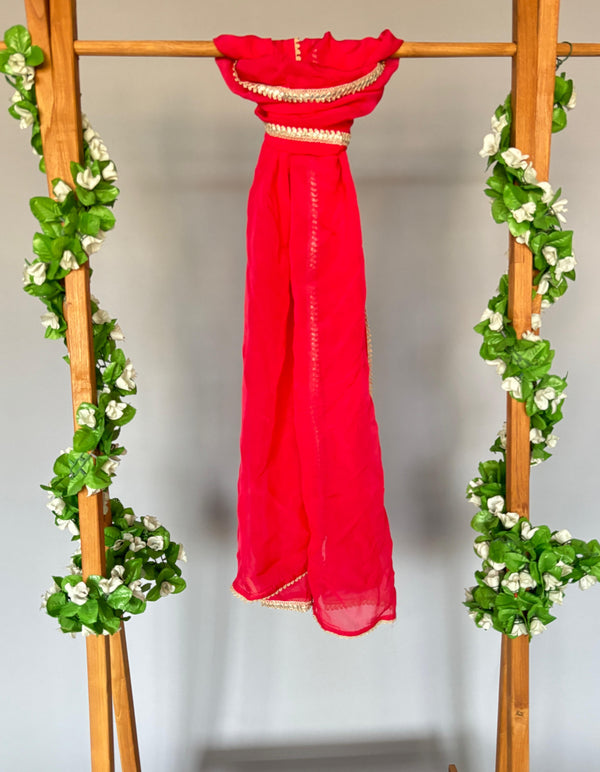 Heer red dupatta with lace detailing