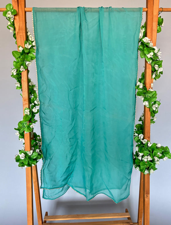 Amor green dupatta with lace detailing