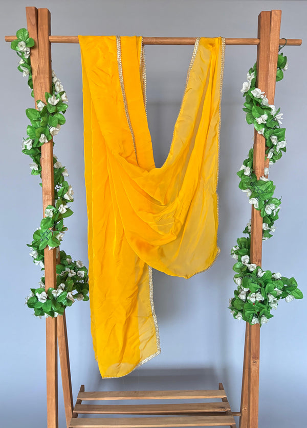 Yamini yellow dupatta with lace detailing