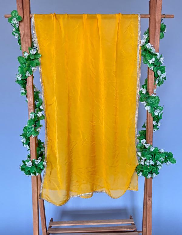 Yamini yellow dupatta with lace detailing