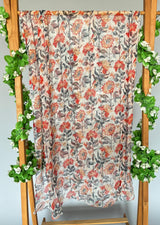 Rust Red & Grey Floral Printed chifon dupatta