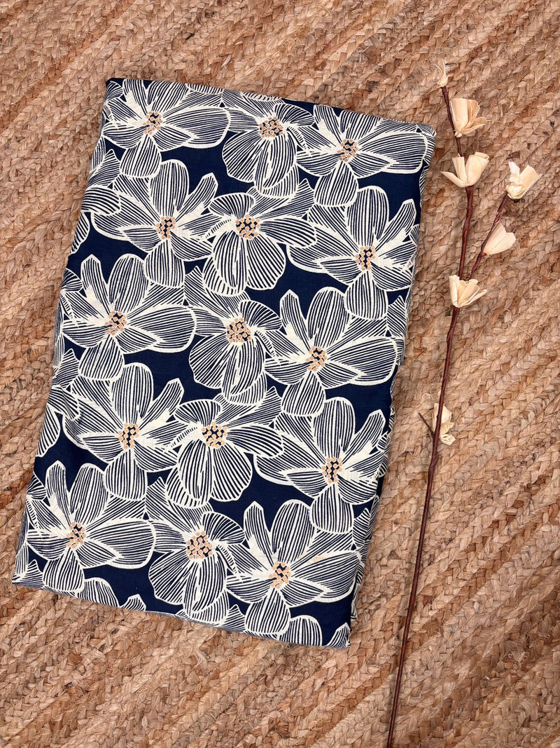 Zohra blue Jaal printed running fabric(WIDTH 42 INCHES)