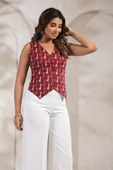 Giraffe red west coat cotton top
