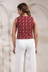 Giraffe red west coat cotton top