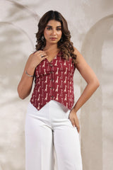 Giraffe red west coat cotton top