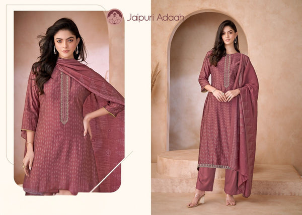 Nooran red cotton suit set with dupatta