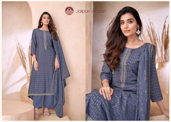Nooran blue cotton suit set with dupatta