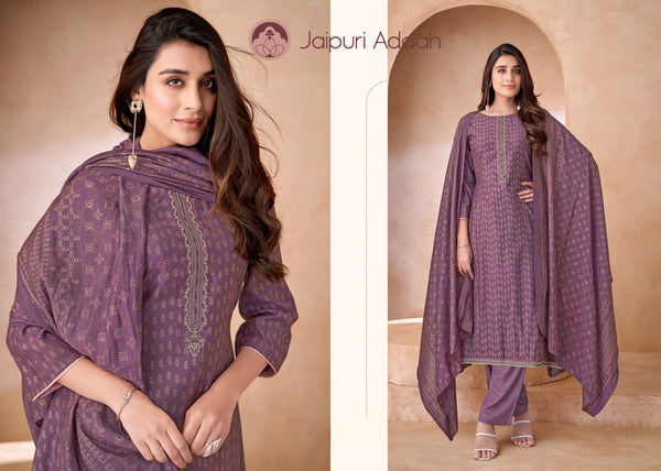 Nooran purple cotton suit set with dupatta