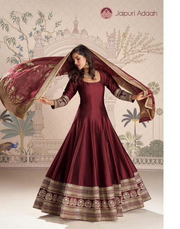 Hina mehroon lace work suit set