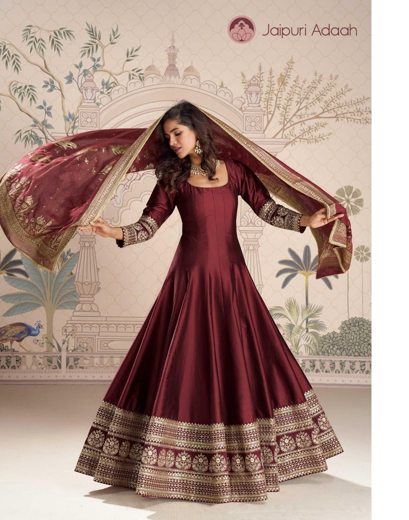 Hina mehroon lace work suit set