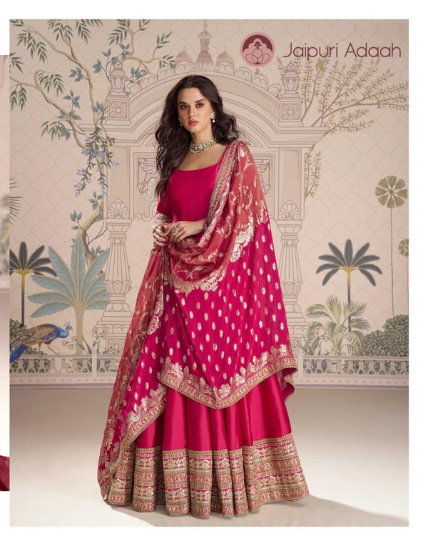 Hina pink lace work suit set