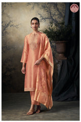 Peach Glow Silk Elegance Suit Set With Dupatta
