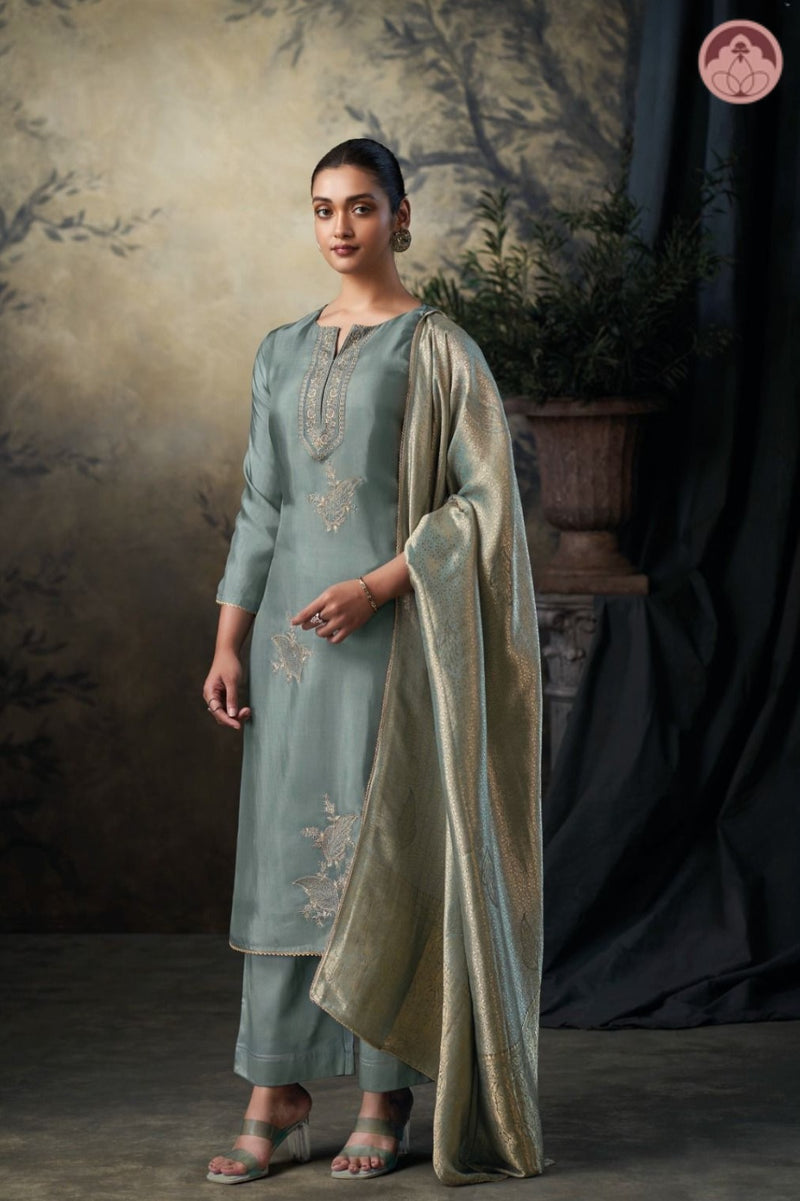 Dewy Sage Grace Suit Set with Dupatta