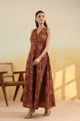 Rusty Bloom Handblock-Inspired Long Dress