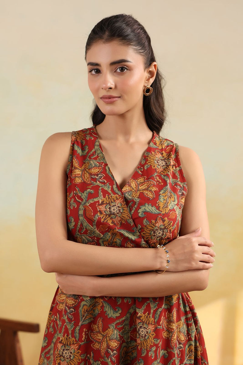 Rusty Bloom Handblock-Inspired Long Dress