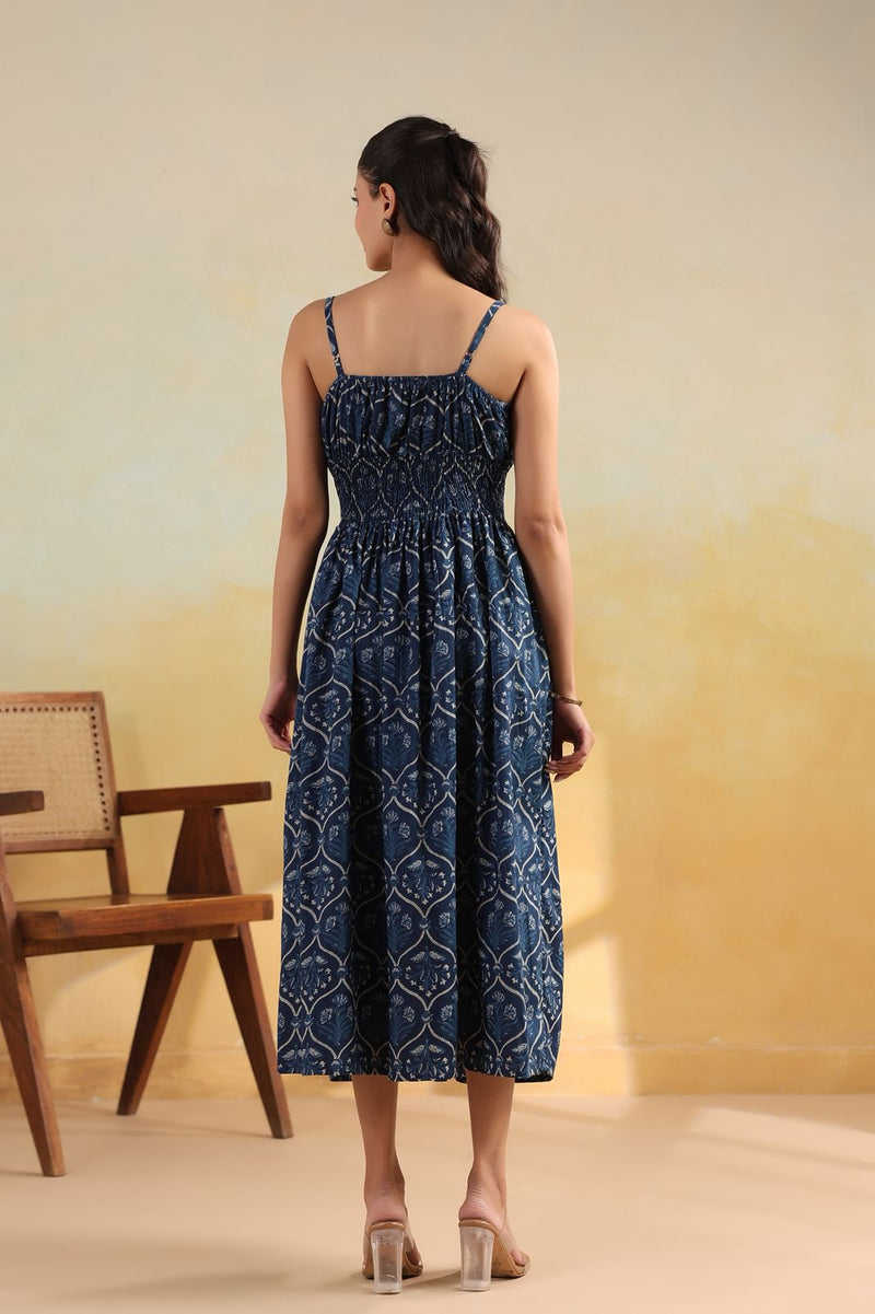 Ajrakh-Inspired Printed Sleeveless Midi Dress