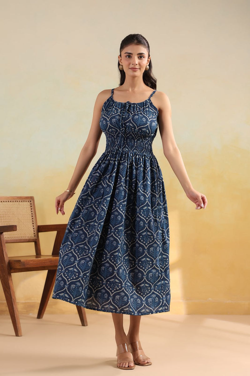 Ajrakh-Inspired Printed Sleeveless Midi Dress